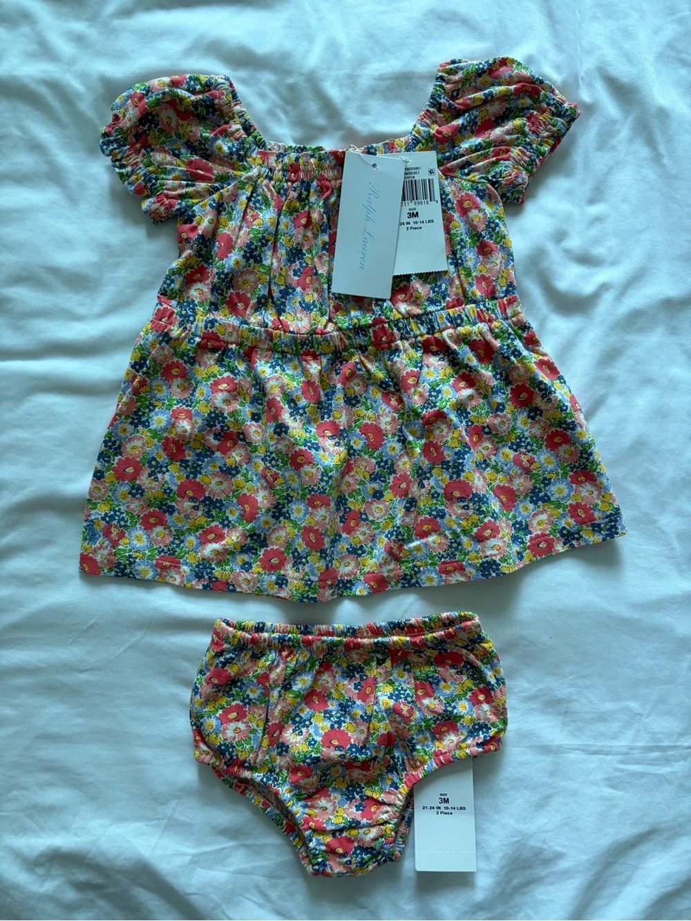 Ralph Lauren Mulitcolor Nantucket Floral Cotton Jersey Dress & Bloomer